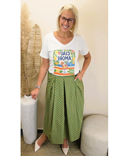 Jupe Kaki Dolce Pois - Emma