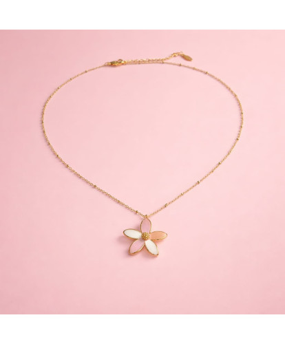 Collier Acier Fleur Rosée
