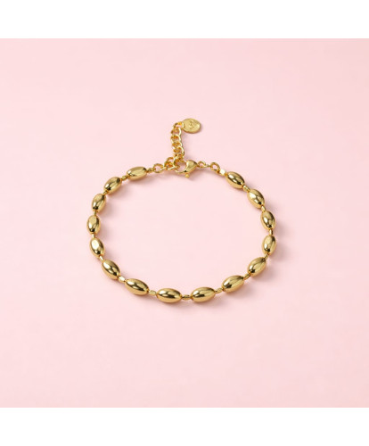 Bracelet Acier Perles Dorées