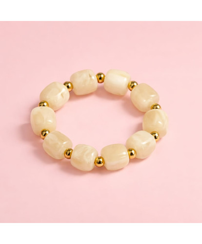 Bracelet Acier Elastiqué Écru Glow