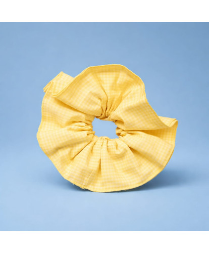Chouchou Coton Vichy Jaune Soleil