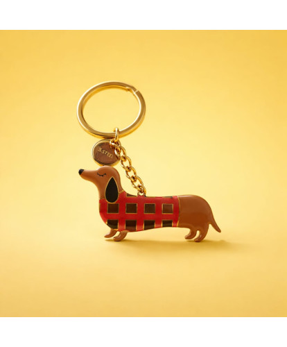 Porte-Clés Acier Teckel Rétro Rouge