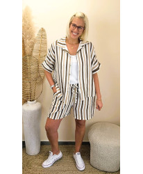 Short Gaz de Coton Rayé Naturel  - Juliette