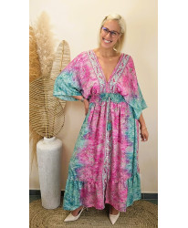 Robe Soie Dolce Paisley Fuchsia India- Julia