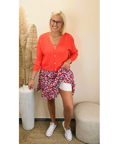 Jupe Short Fleurie Rouge Passion- Clothilde