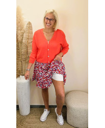 Jupe Short Fleurie Rouge Passion- Clothilde