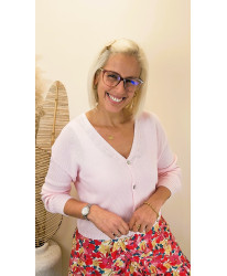 Gilet Maille Douce Rose Poudré - Leaticia