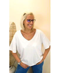 T-Shirt Col V "Dos Cœur Dentelle" - Lyna