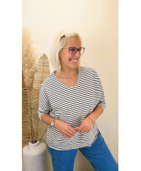 Haut Marinière Bleu Marine Col V - Alma