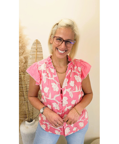 Blouse Brodée “Pink Romance” - Feliz