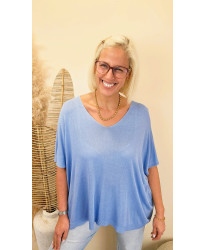 Blouse Oversize Maille Fine “Blue Cloud”- Carmen