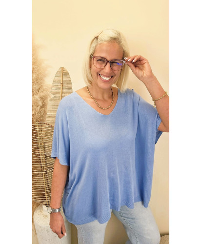 Blouse Oversize Maille Fine “Blue Cloud”- Carmen