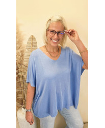 Blouse Oversize Maille Fine “Blue Cloud”- Carmen