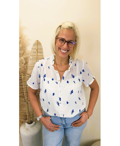 Blouse Brodée “Blue Blossom” - Tatiana