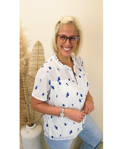 Blouse Brodée “Blue Blossom” - Tatiana