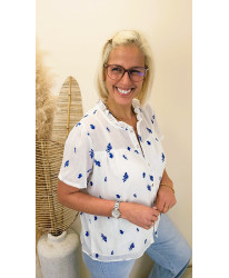 Blouse Brodée “Blue Blossom” - Tatiana