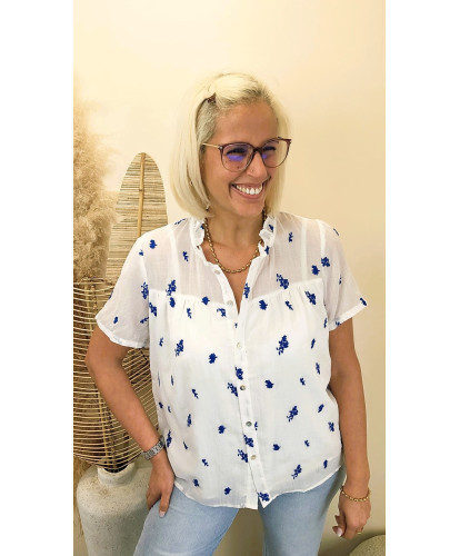 Blouse Brodée “Blue Blossom” - Tatiana