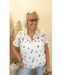 Blouse Brodée “Blue Blossom” - Tatiana
