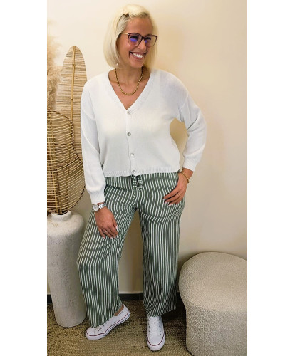 Gilet Maille Douce Blanc - Leaticia