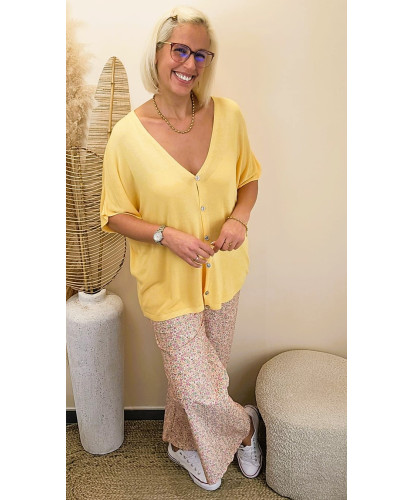 Gilet Maille Fine “Sunny Butter” - Nora