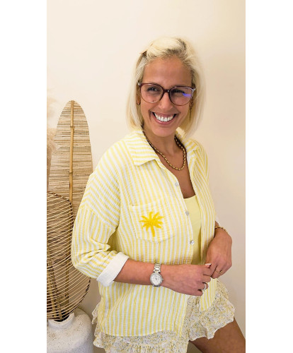 Chemise Gaz de Coton “Sunny Palm” - Noemie