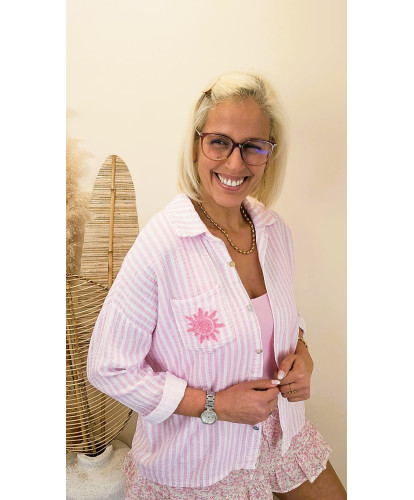 Chemise Gaz de Coton “Pink Sunshine” - Noemie
