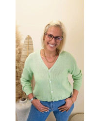 Gilet Maille Fine “Mint Glow” - Leaticia