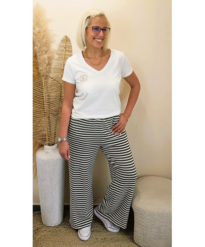Pantalon Souple Gaufré “Khaki Waves” - Yasmine