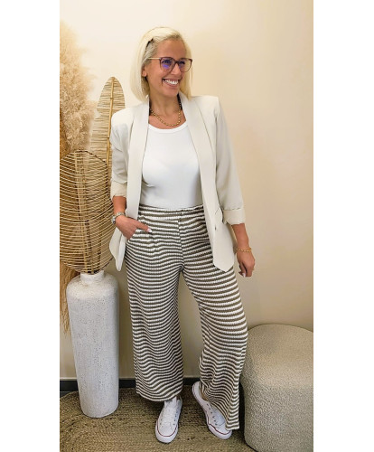 Pantalon Gaufré “Taupe Harmony” - Yasmine