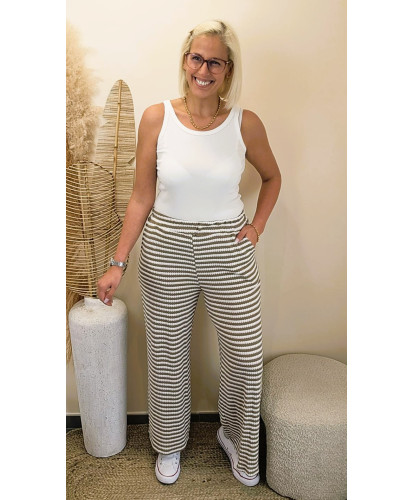 Pantalon Gaufré “Taupe Harmony” - Yasmine