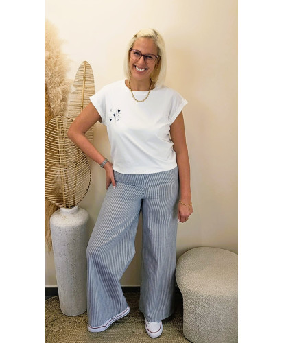 Pantalon Rayé Lurex  “Blue...
