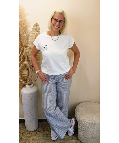 Pantalon Rayé Lurex  “Blue Riviera”- Thais