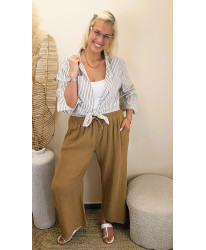 Pantalon Gaz de Coton Moka Sunset - Estelle