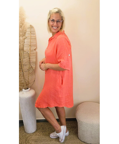 Robe Chemise Corail Positano - Sidonie