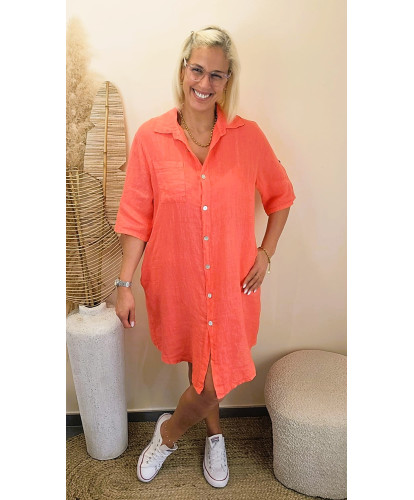 Robe Chemise Corail Positano - Sidonie