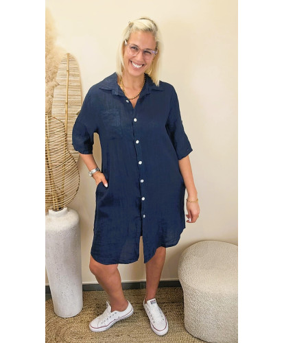 Robe Chemise Capri Marine - Sidonie