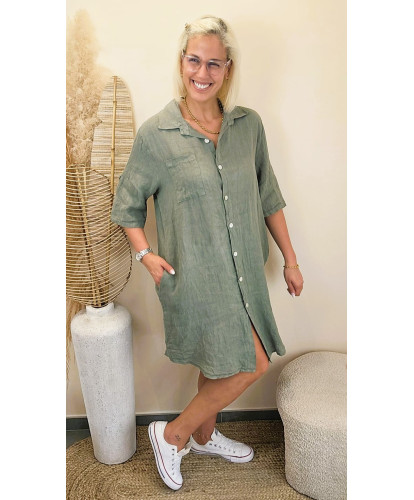 Robe Chemise Toscane Kaki - Sidonie