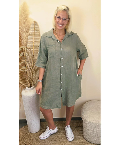 Robe Chemise Toscane Kaki - Sidonie