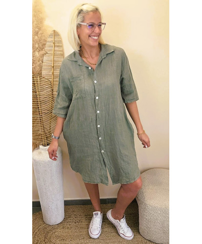 Robe Chemise Toscane Kaki - Sidonie