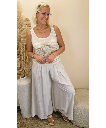Pantalon Palazzo Sable Lumineux - Bianca