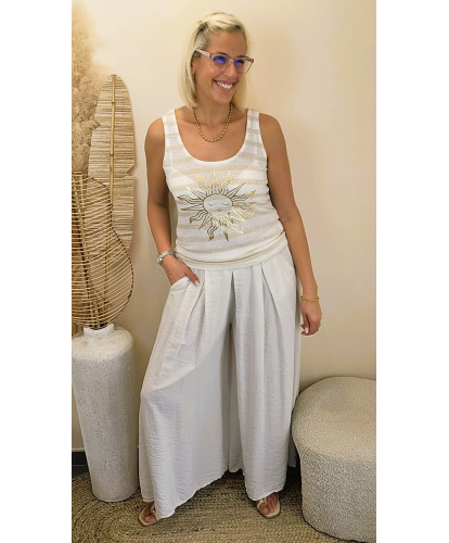 Pantalon Palazzo Sable Lumineux - Bianca