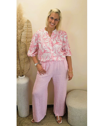 Pantalon Lin "Rose Poudré Positano" - Vanessa