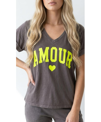 T-Shirt AMOUR Chocolat Néon - Lydia
