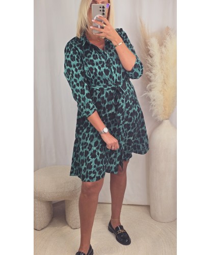 Robe Verte Imprimé Léopard - Roxanne