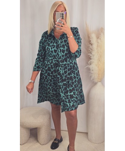 Robe Verte Imprimé Léopard - Roxanne