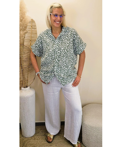 Chemise Gaz de Coton "Léo Kaki" - Lana