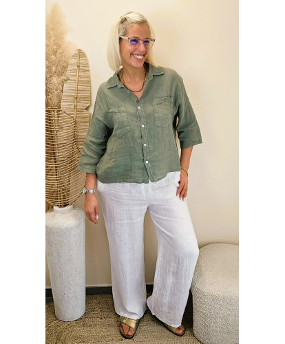 Pantalon Lin "Breeze Blanc" - Vanessa