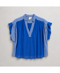 Blouse Gaz de Coton "Azur Vichy" - Myriam