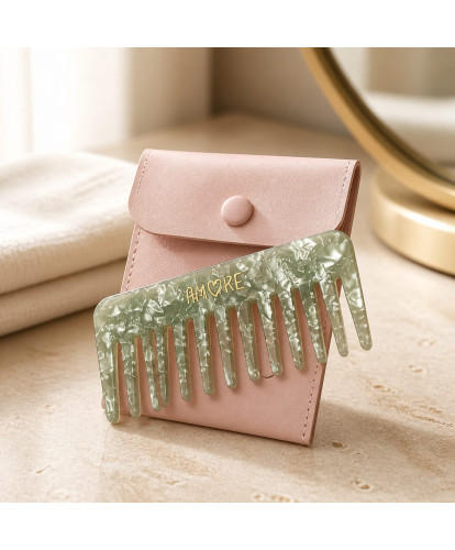 Peigne Nacré Amore Vert Sauge & Pochette