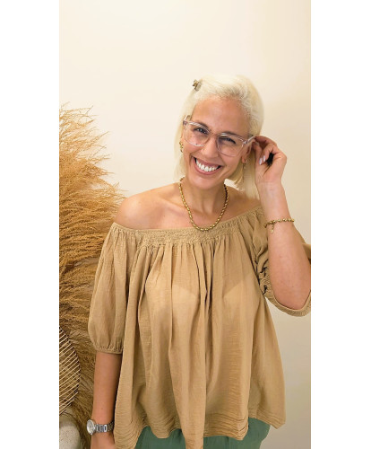Blouse Voile de Coton Sahara Camel - Julie